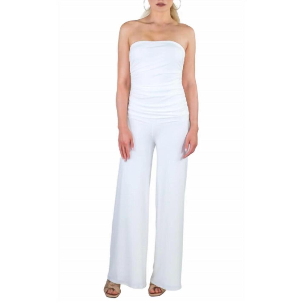 NEW EVA VARRO strapless tux jumpsuit in white